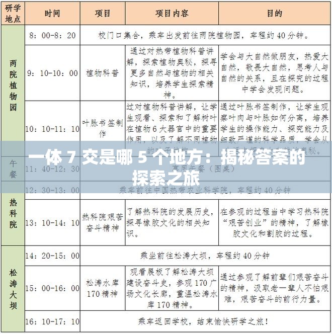 一体 7 交是哪 5 个地方：揭秘答案的探索之旅